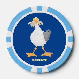 Fantastische Möwe mit Pommes frites Cartoon Pokerchips