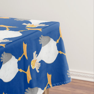 Fantastische Möwe mit Pommes frites Cartoon Tischdecke