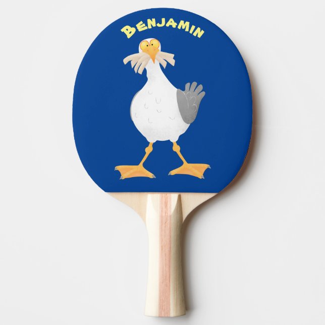 Fantastische Möwe mit Pommes frites Cartoon Tischtennis Schläger (Vorderseite)