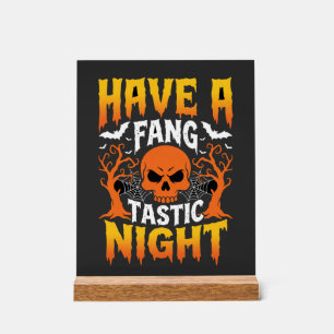 Fantastische Nacht Halloween-Schädel und Fledermäu Acrylschild