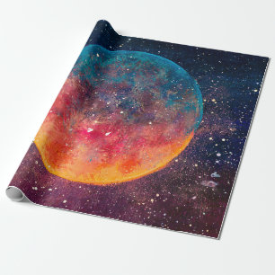 Fantastische Ölgemälde schöne große Planet Mond a Geschenkpapier