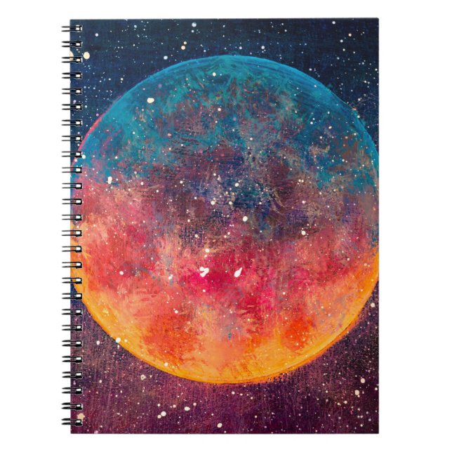Fantastische Ölmalerei schöner großer Planet Mond Notizblock (Vorderseite)
