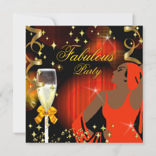 Fantastische Orange Gelbe Glitzer Divas Geburtstag Einladung