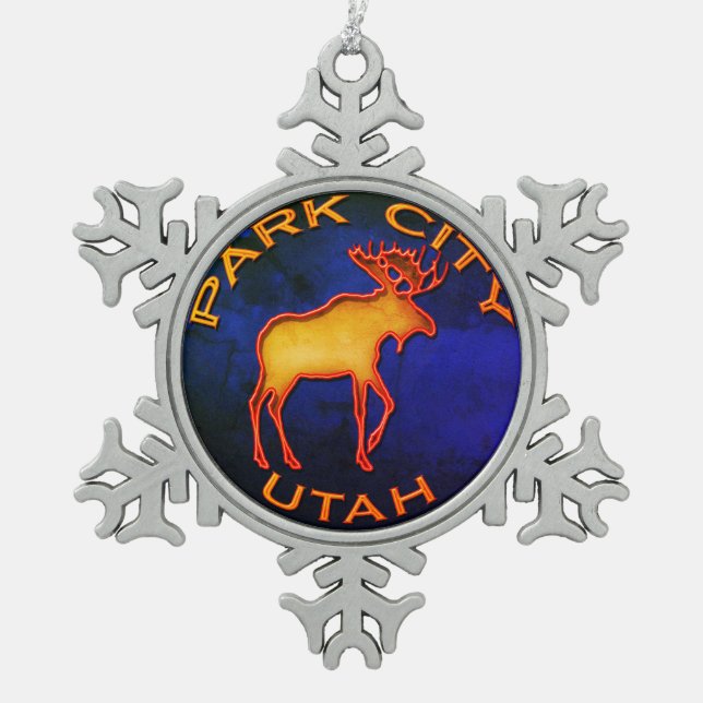 Fantastische Park- Cityschneeflocke-Verzierung Schneeflocken Zinn-Ornament (Vorderseite)