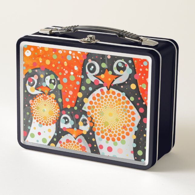 Fantastische Pinguine Metall Brotdose (Vorderseite)