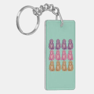 Fantastische Pixel-Style bunte Affen Schlüsselanhänger