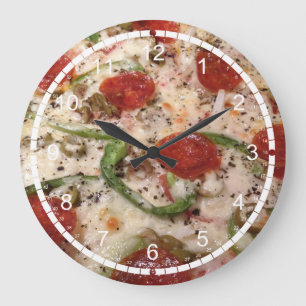 Fantastische Pizza-Uhr Große Wanduhr
