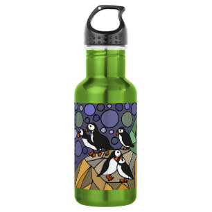 Fantastische Puffin-Vogel-Kunst-abstrakte Vorlage Edelstahlflasche