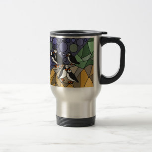 Fantastische Puffin-Vogel-Kunst-abstrakte Vorlage Reisebecher