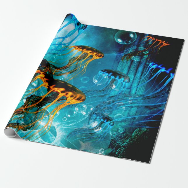Fantastische Quallen, Unterwasserwelt Geschenkpapier (Ungerollt)