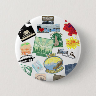 Fantastische Reise-Collage Button