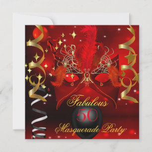 Fantastische Rotgold-Maskenparty zum Geburtstag Einladung