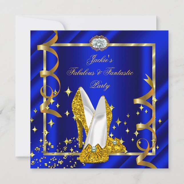 Fantastische Royal Blue Birthday Party Einladung (Vorderseite)