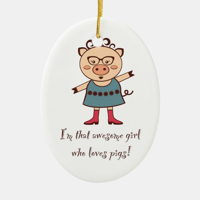 Fantastische Schwein-Mädchen-Verzierung Keramikornament (Vorne)