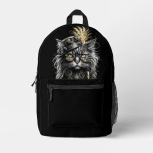Fantastische Steampunk-Katze  Bedruckter Rucksack