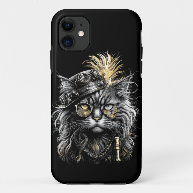 Fantastische Steampunk-Katze  Case-Mate iPhone Hülle (Rückseite)