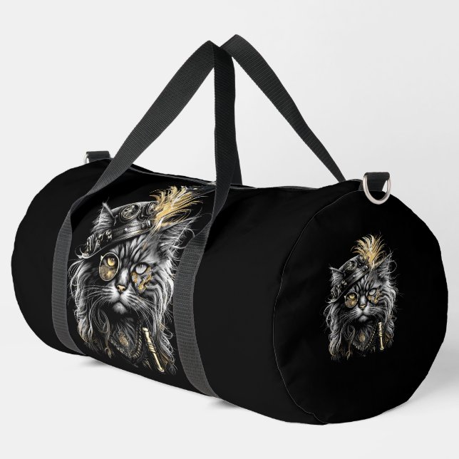 Fantastische Steampunk-Katze  Duffle Bag (Linke Ecke)