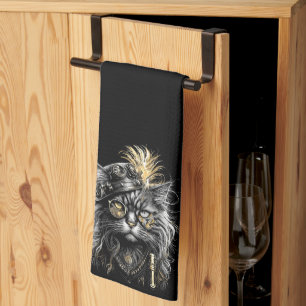 Fantastische Steampunk-Katze Geschirrtuch