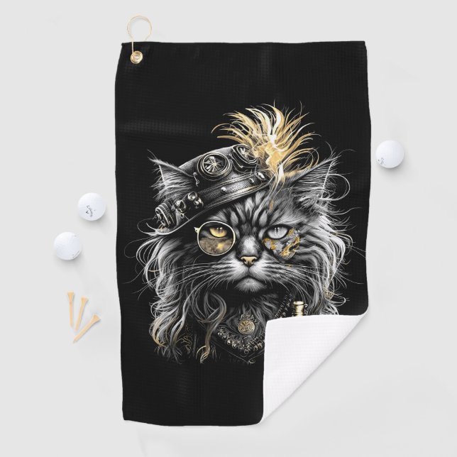 Fantastische Steampunk-Katze  Golfhandtuch (Insitu)