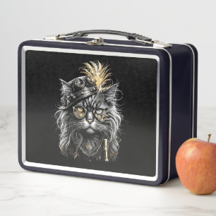 Fantastische Steampunk-Katze Metall Brotdose