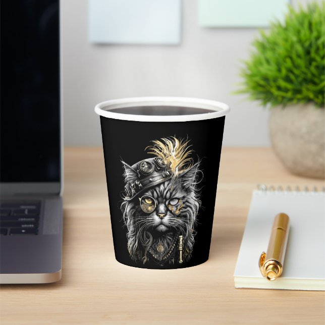 Fantastische Steampunk-Katze  Pappbecher (InSitu)
