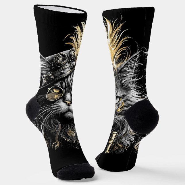 Fantastische Steampunk-Katze  Socken (Gewinkelt)