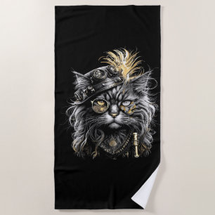 Fantastische Steampunk-Katze  Strandtuch