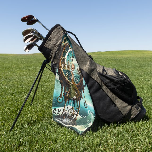 Fantastische Steampunkuhr Golfhandtuch (Gras)