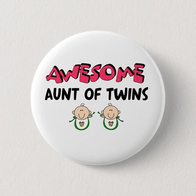 FANTASTISCHE Tante der ZWILLINGE Button (Vorderseite)