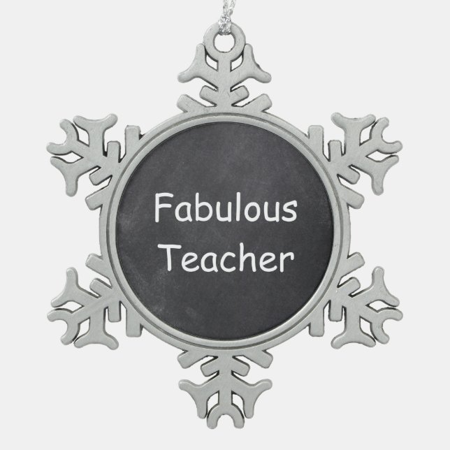 Fantastische Teacher Chalkboard Design Geschenk Id Schneeflocken Zinn-Ornament (Vorderseite)