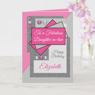 Fantastische Tochter im Gesetz Geburtstag pink gra Karte