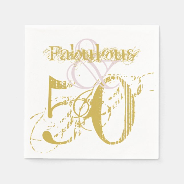 Fantastische und 50 elegante goldene Rosa Geburtst Serviette (Vorderseite)