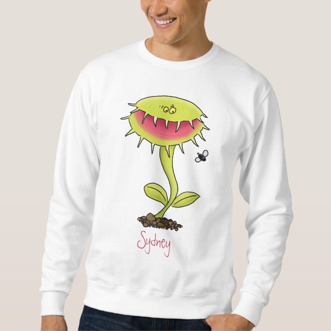 Fantastische Venus Fliegenfalle Pflanze Cartoon Sweatshirt (Vorderseite)