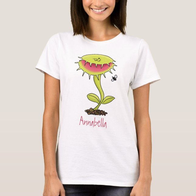 Fantastische Venus Fliegenfalle Pflanze Cartoon T-Shirt (Vorderseite)