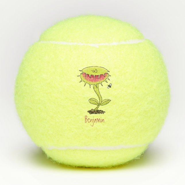 Fantastische Venus Fliegenfalle Pflanze Cartoon Tennisbälle (Vorderseite)