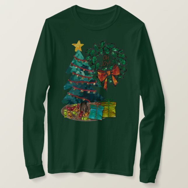 Fantastische Weihnachten in Aquarellen Personalisi T-Shirt (Design vorne)