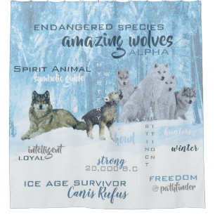 Fantastische Wolf-Typografie   personalisiert Duschvorhang