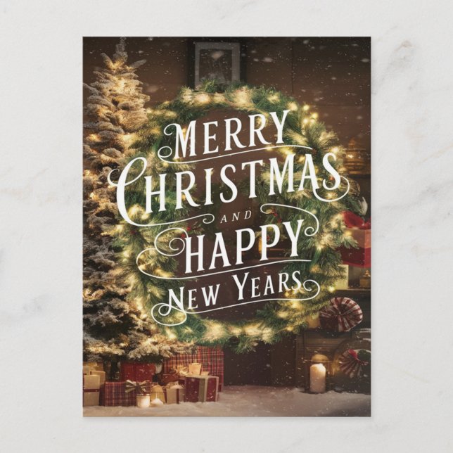 Fantastische Wünsche: Feierliche Weihnachten und N Postkarte (Vorderseite)