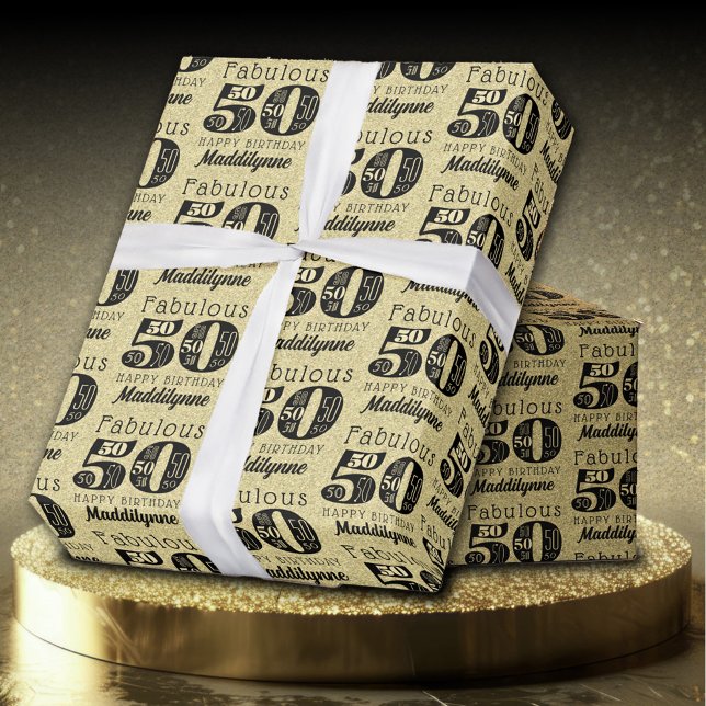 Fantastischer 50. Gold Geburtstag Geschenkpapier (Von Creator hochgeladen)