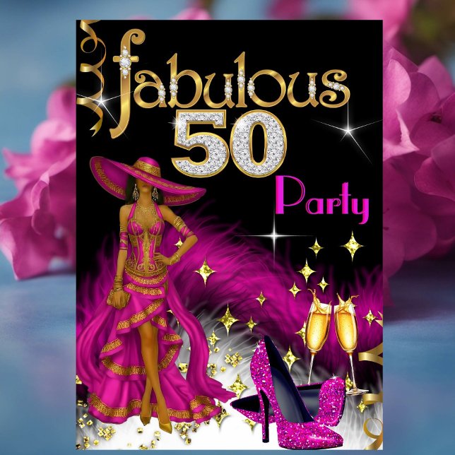 Fantastischer 50 Party Glitzer Hot Pink Dress Cham Einladung (Von Creator hochgeladen)