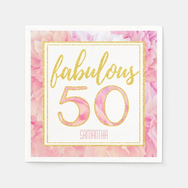 Fantastischer 50 zarter Pink Gold Glitzer Blumenst Serviette (Vorderseite)