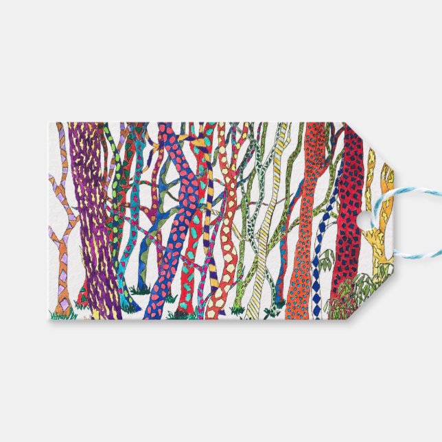 Fantastischer Bunter Wasserfarben-Wilder Wald  Geschenkanhänger (Vorderseite (Horizontal))