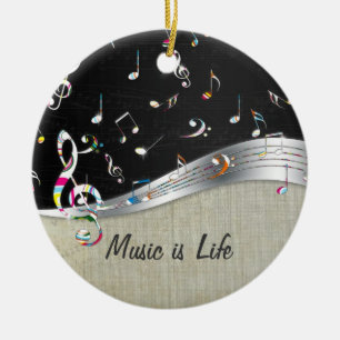 Fantastischer cooler "Musik ist bunter Musiknoten Keramik Ornament