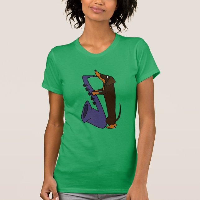 Fantastischer Dackel-Hund, der Saxophone spielt T-Shirt (Vorderseite)