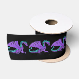 Fantastischer Drache Lila und blau v2 Satinband