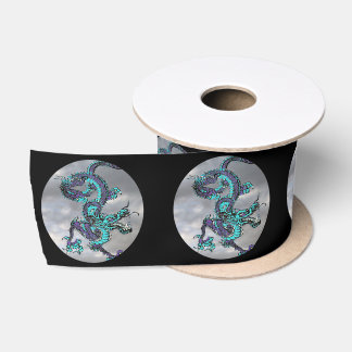 Fantastischer Dragon Lila und blau v7 Satinband
