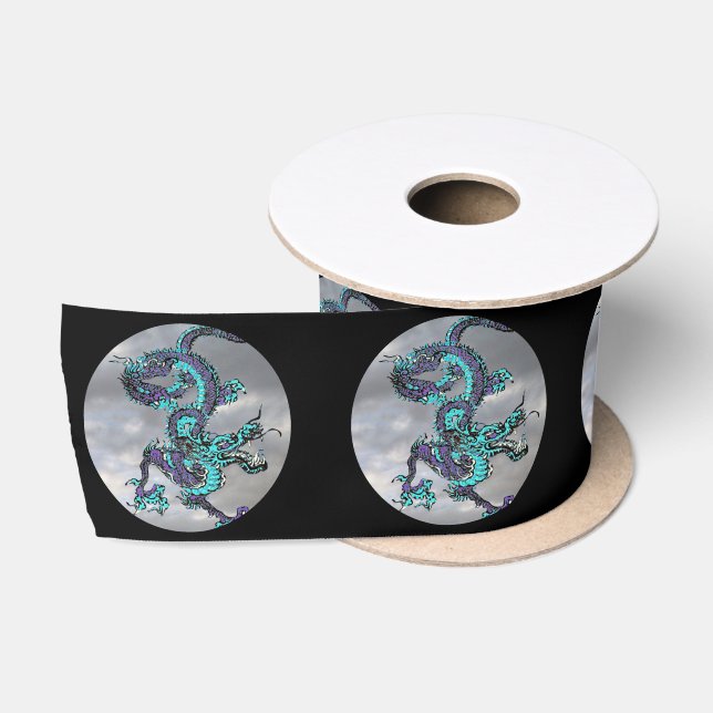 Fantastischer Dragon Lila und blau v7 Satinband (Spule)