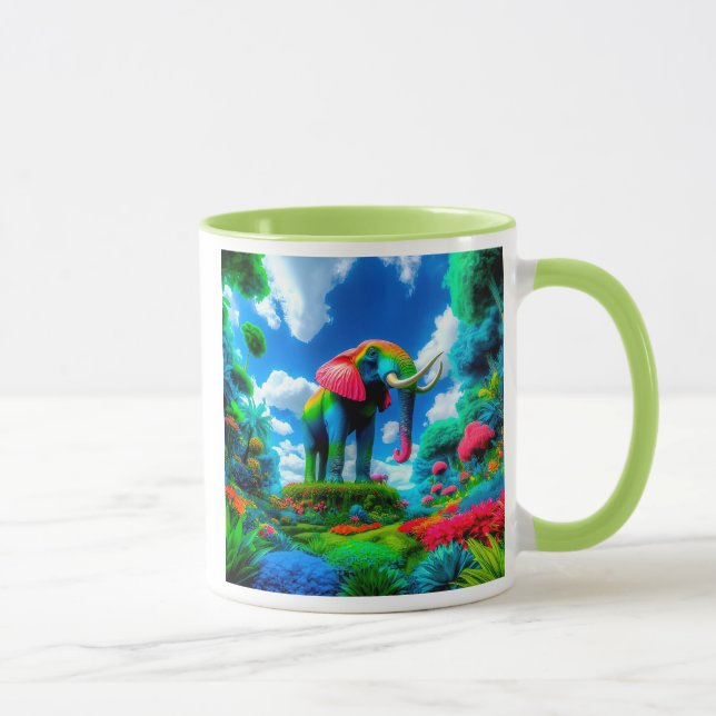 Fantastischer Elefant in einem bunten Dschungel. Tasse (Rechts)