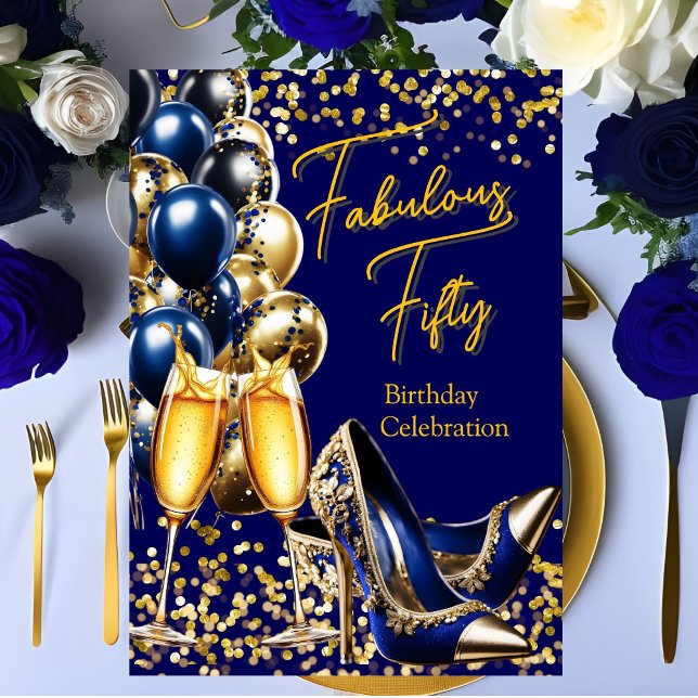 Fantastischer Glitzer Royal Blue Gold Heelse Champ Einladung (Von Creator hochgeladen)