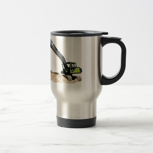 Fantastischer großer grüner Bau-Bagger #4 Reisebecher (Rechts)